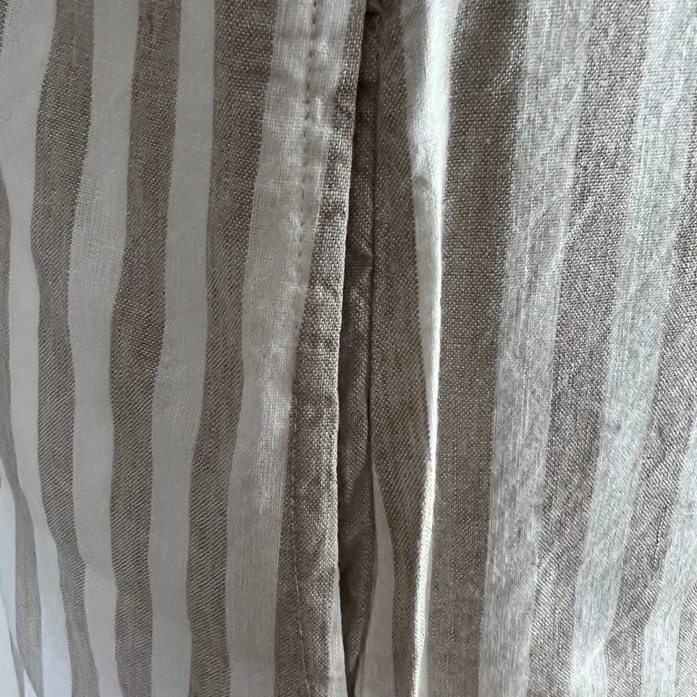 Free People Tan and White Stripe Folk Town Linen Blend Mini Dress Size S
